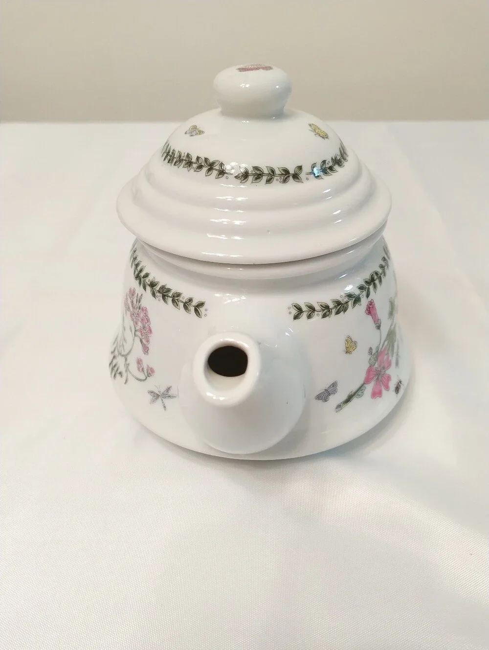 Vintage Andrea By Sadek Meadow Porcelain Teapot Butterflies Dragonflies Floral